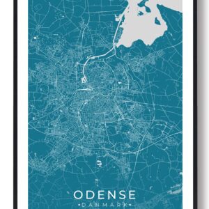 Odense by plakat - blå
