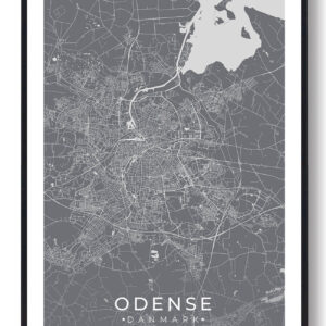 Odense by plakat - grå