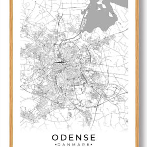 Odense by plakat - hvid
