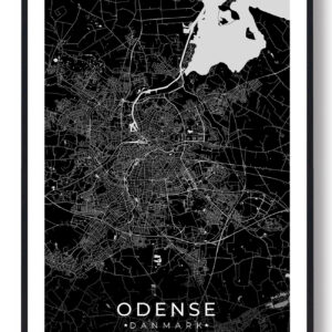 Odense by plakat - sort